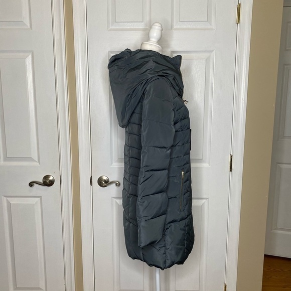 ๐
บcole Haan Zip Front Down Puffer Parka Hooded Graphite - Picture 5 of 8